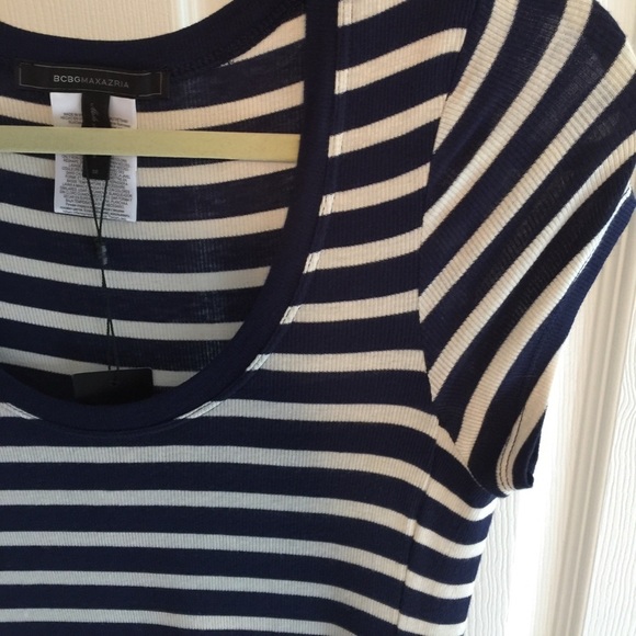 New BCBG Navy white Donesa high low dress maxi size medium short sleeve - Picture 7 of 9